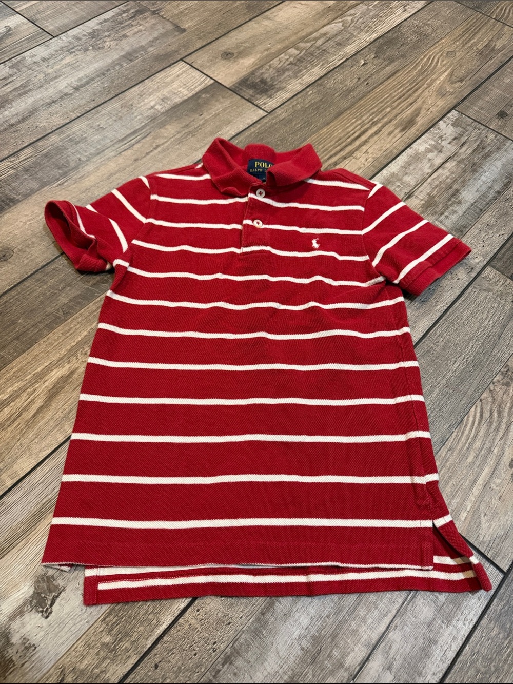 Polo by Ralph Lauren Red with White Stripe Short-Sleeve Polo Size 7